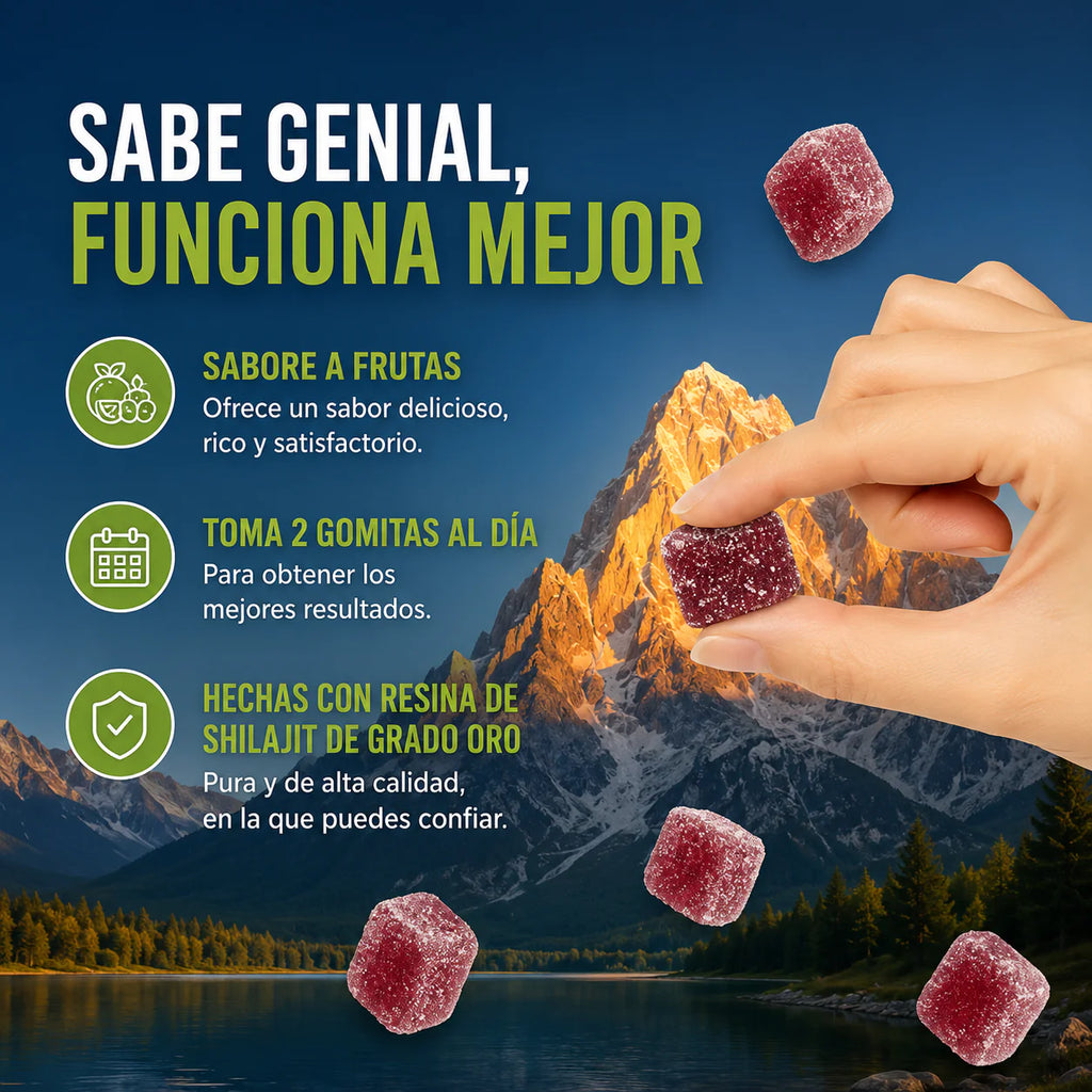 Gomitas de Shilajit del Himalaya con Ashwagandha – Sabor Miel y Limón | Energía, Vitalidad y Bienestar Natural | 30 Gomitas