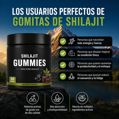 Gomitas de Shilajit del Himalaya con Ashwagandha – Sabor Miel y Limón | Energía, Vitalidad y Bienestar Natural | 30 Gomitas